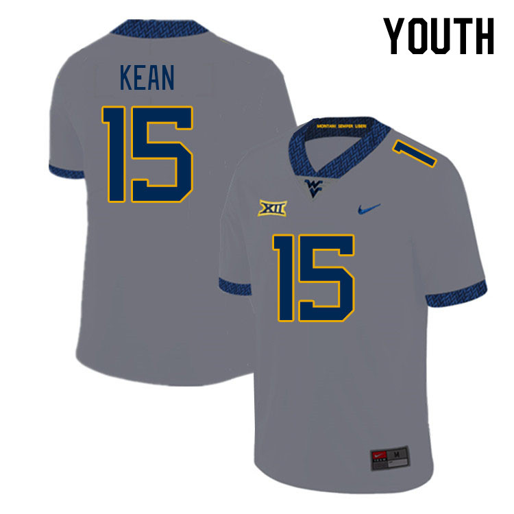 Youth #15 Scott Kean West Virginia Mountaineers College Football Jerseys Stitched Sale-Gray - Click Image to Close